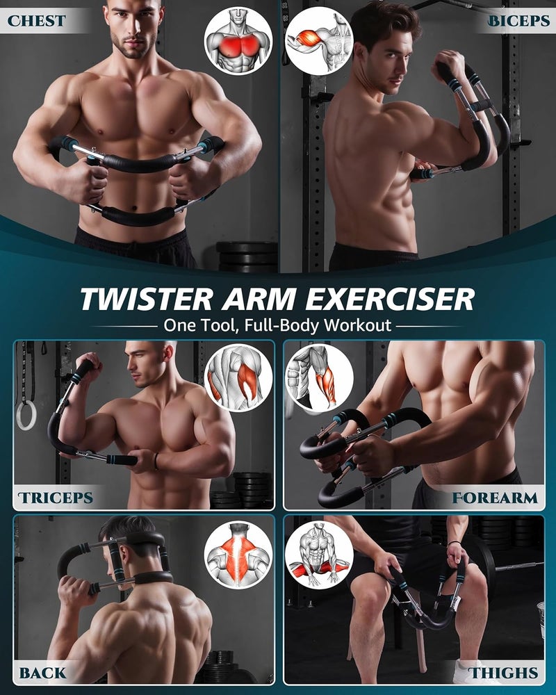 Fatio Twister Arm Exerciser, Adjustable Spring Workout Bar, Forearm Triceps Chest Inner Thigh Muscle Enhanced Exercise Strengthener, Upper Body Strength Builder Trainer, Home Fitness Equipment - Image 2